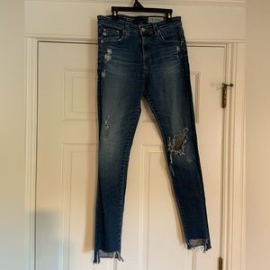 AG Jeans Farrah high waisted skinny ankle distressed step hem size 27